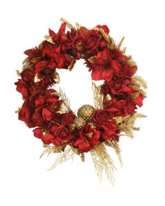 Amaryllis Wreath with Gold Ornaments and Gold Accents