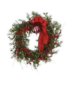 Nito Wreath with Rosemary,Holly, Berries & Ornaments