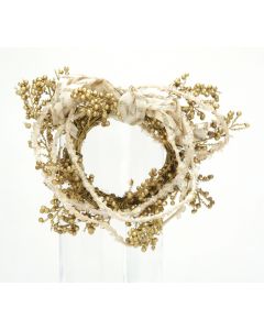 Gold Berry Wreath with White Iridescent Vines, Candle Ring or Large Tree Ornament (Min Pack 2)
