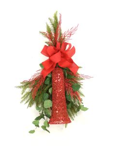 Red Glittered Bell with Fir and Elm Branches