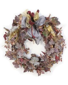 Frosted Wreath with Gold Cedar Accents and Ribbon