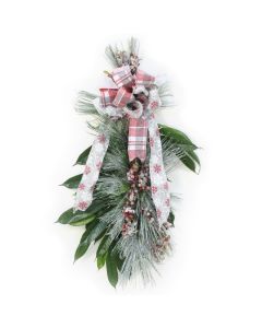 Frosted Snow Pine with Berries and Ribbon (Pack 2)