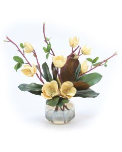 Saucer Magnolia in Smoke Amber Glass