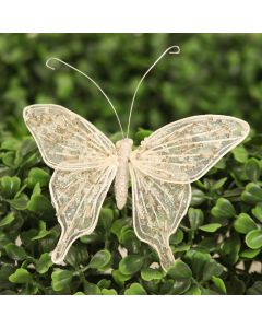 3" Beaded Butterfly with Wire in Pearl