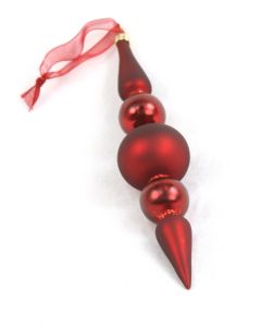 8" Finial Glass Ornament Red
