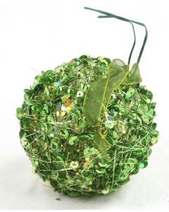 80mm Sequin Ball Ornament Green