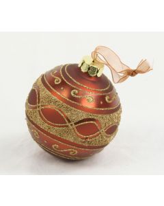100mm Beaded Glass Ball Ornament in Rusty Bronze