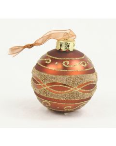 80mm Beaded Glass Ball Ornament Rusty Bronze