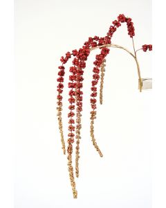 43" Hanging Burgundy and Gold Glittered Amaranthus Spray