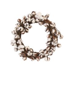 16" Cotton with Foliage Wreath