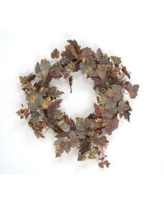 BURGUNDY GOLD FROSTED GRAPE LEAF WREATH 