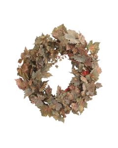 Frosted Normandy Grape Leaf Wreath in Gold Nutmeg