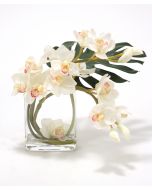Waterlook White Orchids In Glass Spotted Leopard Vase Distinctive Designs
