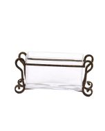 Clear Glass Pillow Vase In Wrought Iron Stand