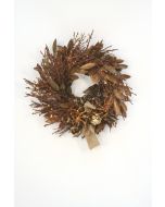 Glittered Brown and Gold Bay Leaf Wreath with Glass Ornaments