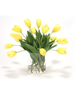 Waterlook&reg; Yellow Tulips in Rectangular Glass Vase