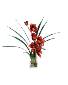 Waterlook&reg; Rust Orchid Blades in Rect. Vase