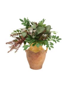 Eucalyptus Pods, Berries and Greenery in Water Jar Vase