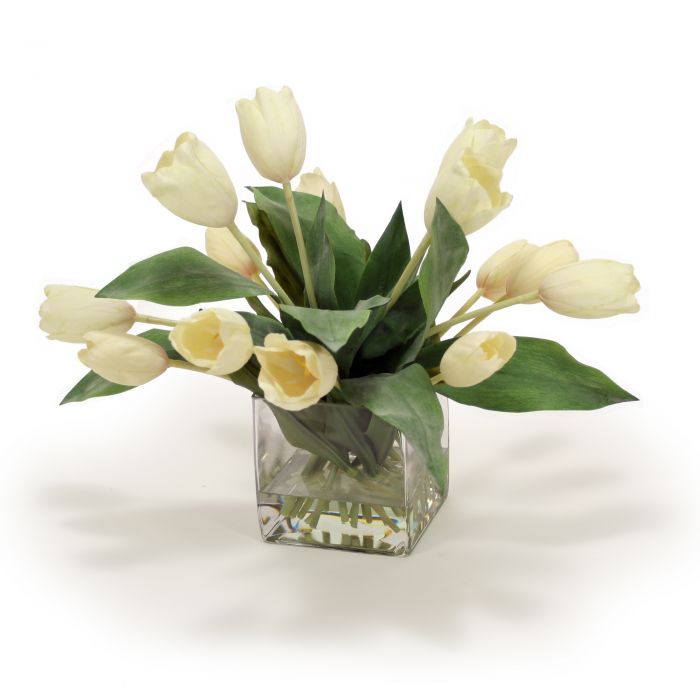 Elegant Cream White Tulip Floral in Vase Distinctive Designs