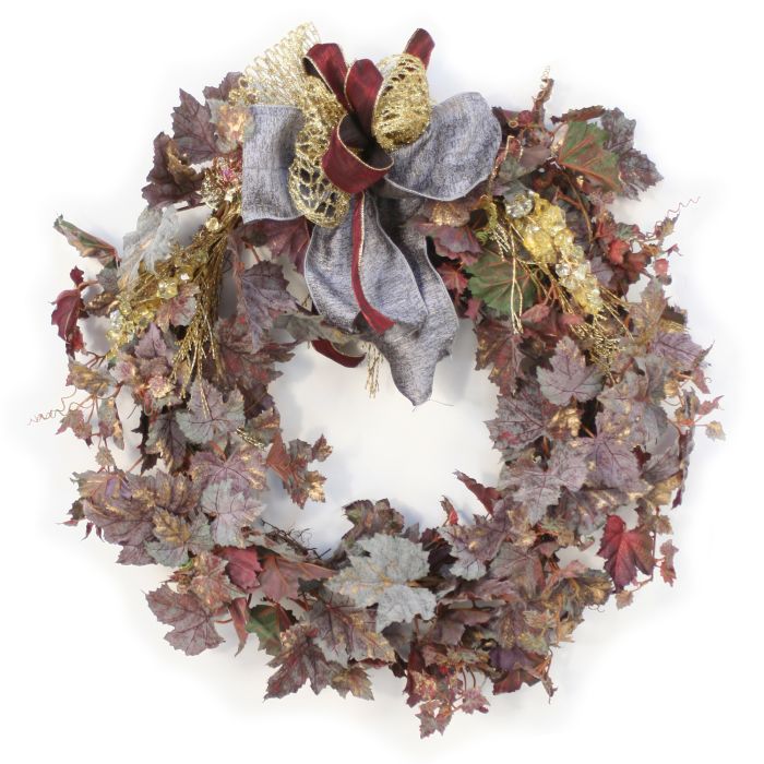 Mixed Distinctive Designs Artifical Frosted Wreath with Gold Cedar Accents and Ribbon XA-263 