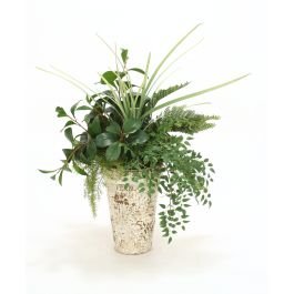 Leafy Branches and Mixed Ferns in Tall Fern Embossed Crackle Finish ...